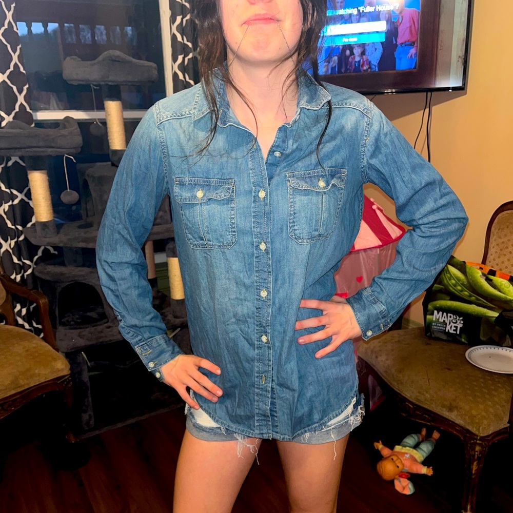 Mossimo Supply co. Blue button up jean look